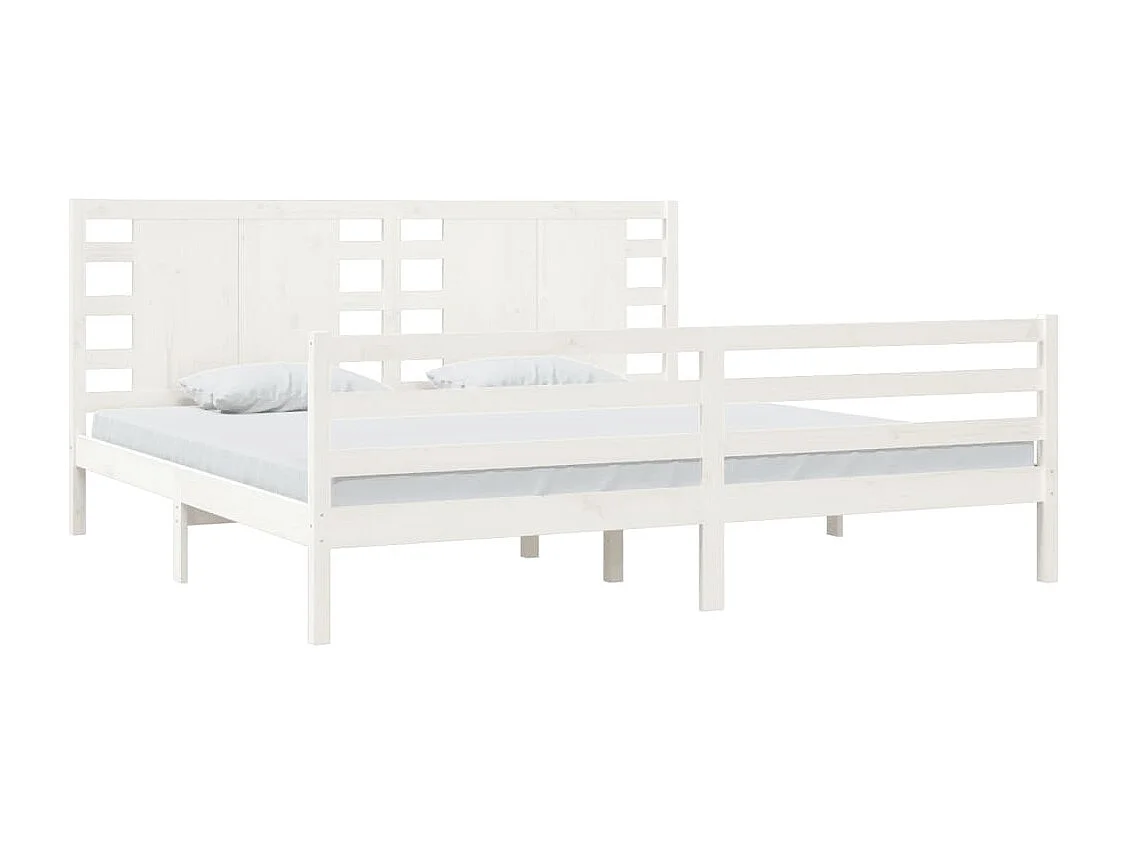 Lit double | Lit adulte | Cadre de lit blanc 200x200 cm bois massif de pin