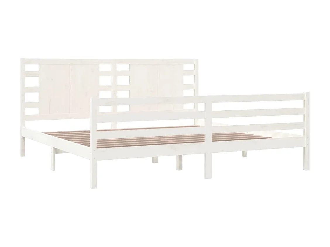 Lit double | Lit adulte | Cadre de lit blanc 200x200 cm bois massif de pin