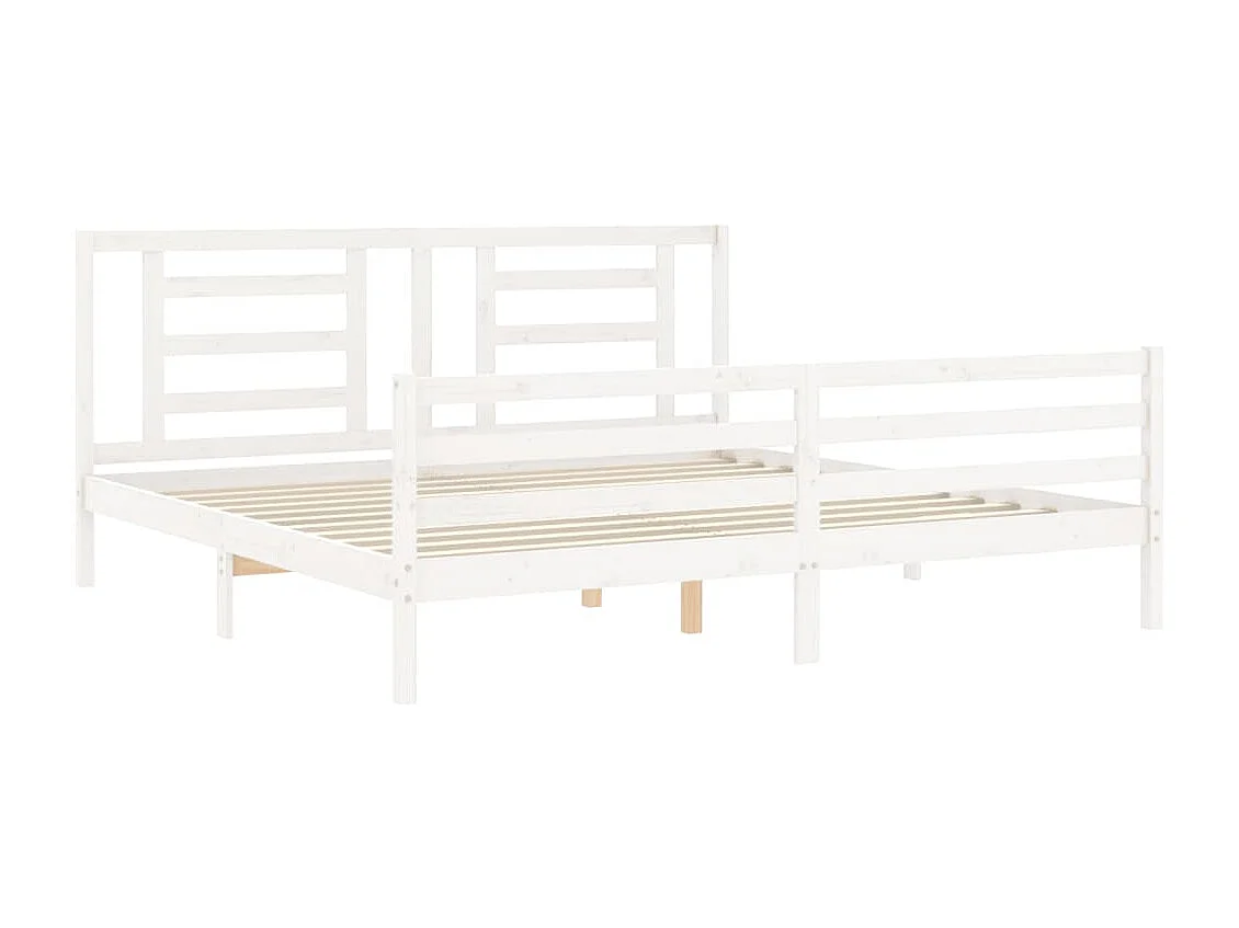 Lit double | Lit adulte | Cadre de lit blanc 200x200 cm bois massif