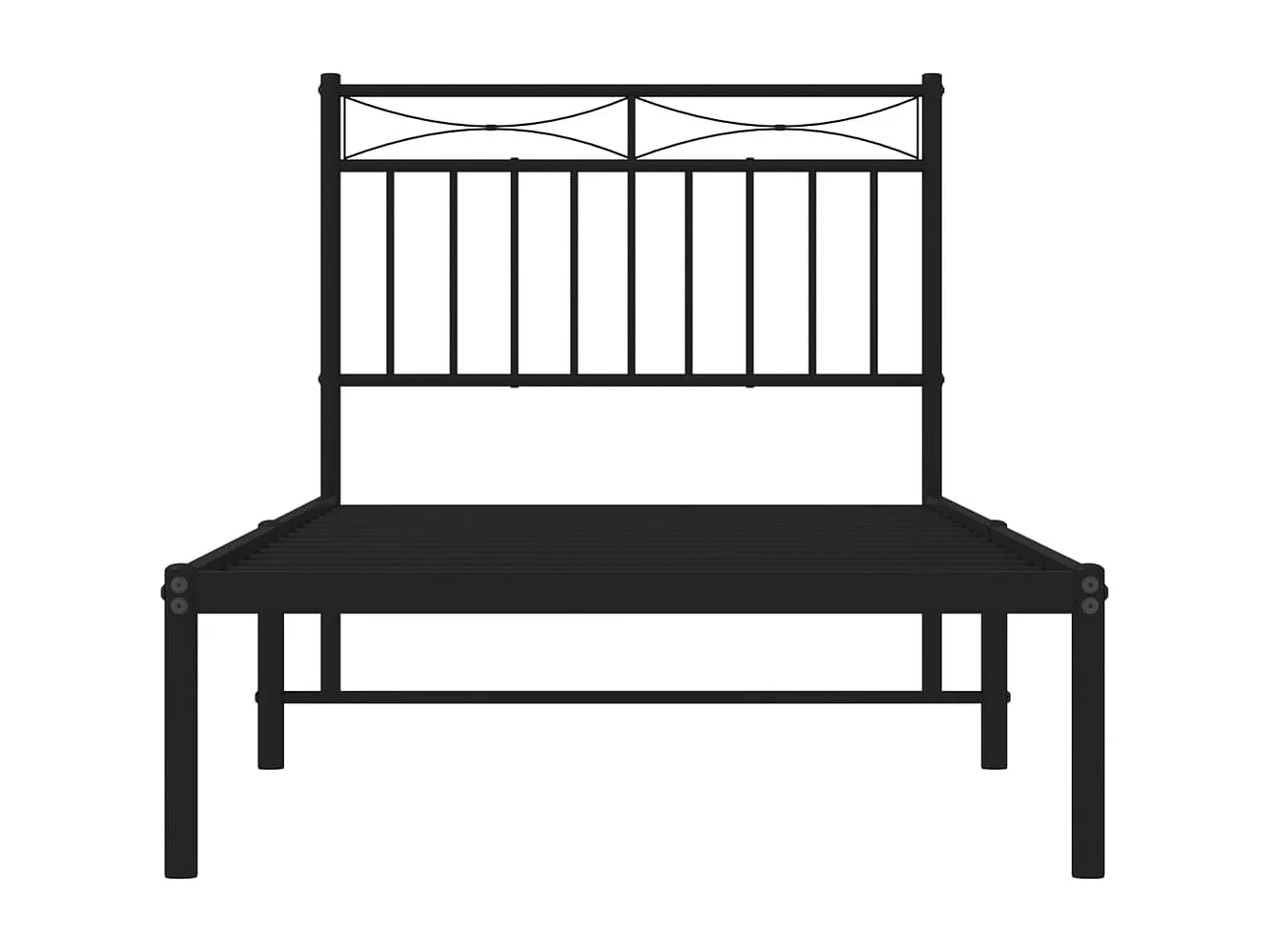 Lit simple | Lit adulte, enfant | Cadre de lit métal avec tête de lit noir 90x200 cm