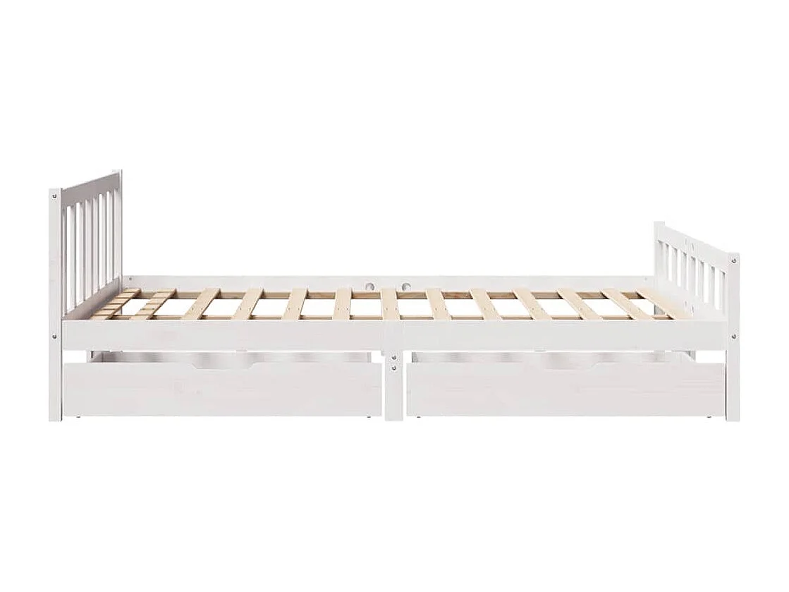 Lit double | Lit adulte | Cadre de lit blanc 160x200 cm bois de pin massif