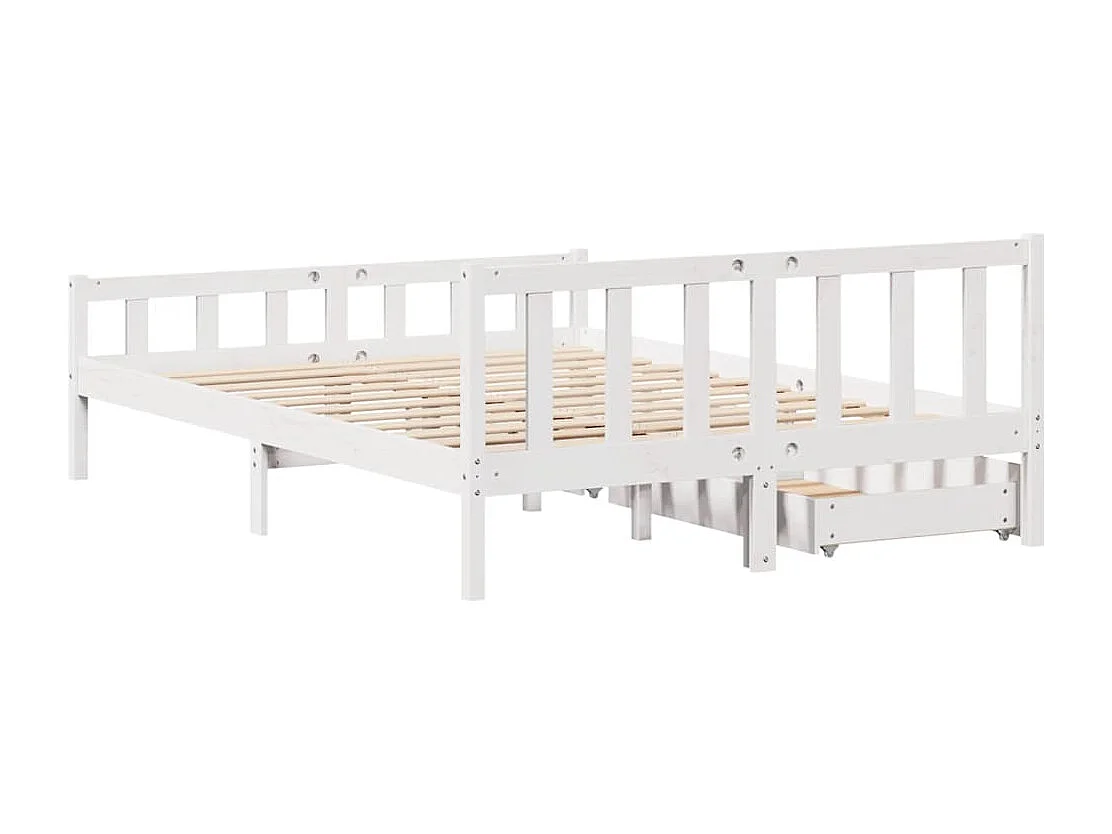 Lit double | Lit adulte | Cadre de lit blanc 160x200 cm bois de pin massif