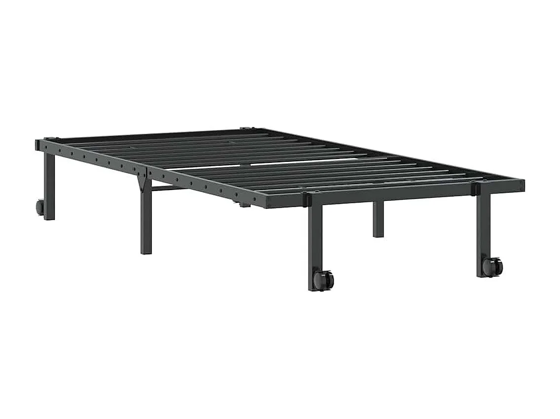 Lit simple | Lit adulte, enfant | Cadre de lit pliable noir 90x200 cm acier
