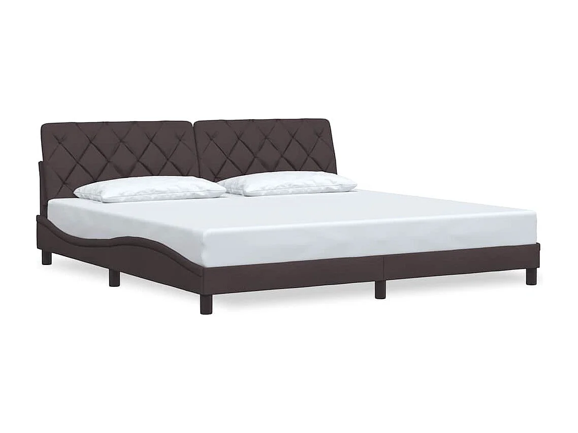 Lit double | Lit adulte | Cadre de lit marron foncé 200x200 cm tissu