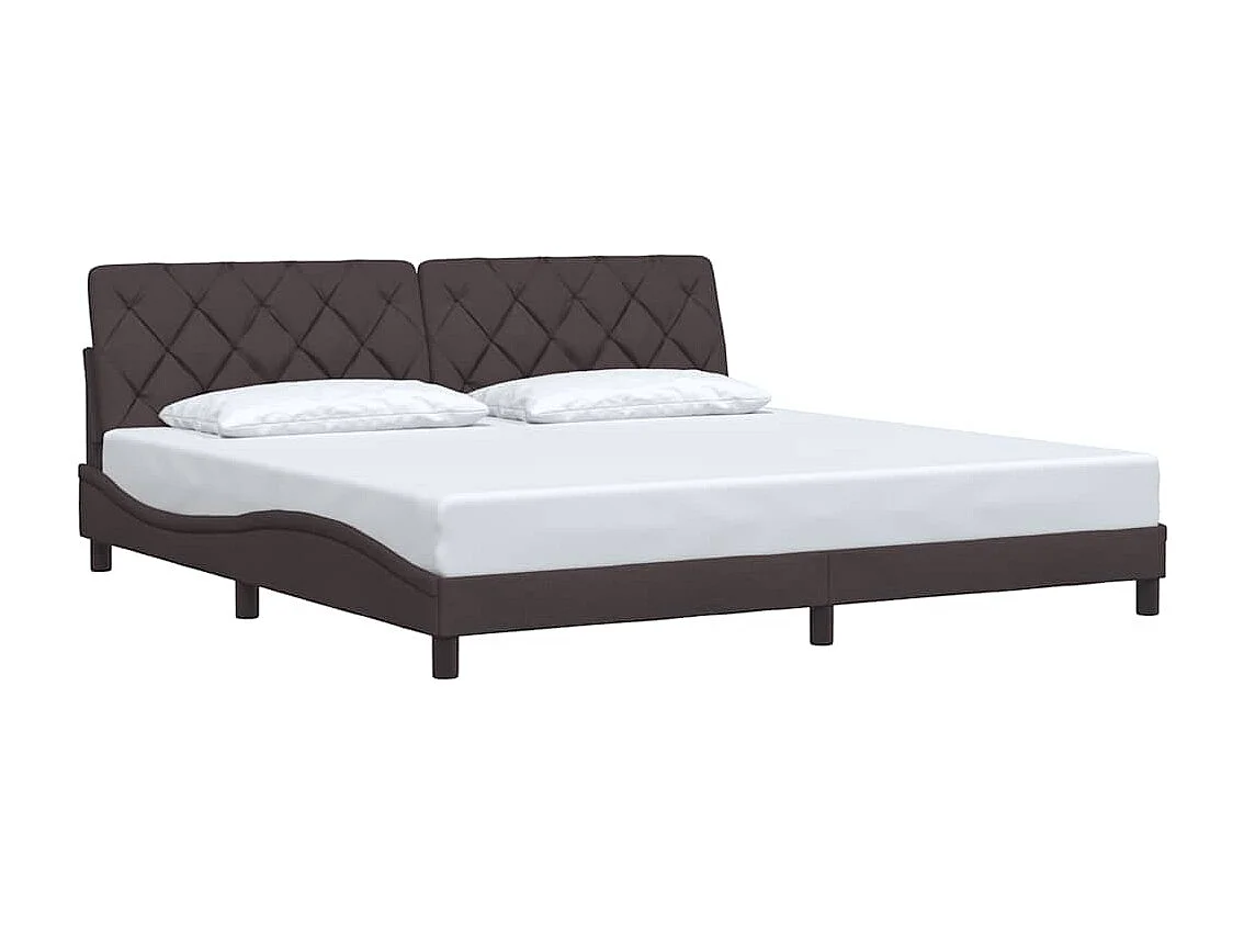 Lit double | Lit adulte | Cadre de lit marron foncé 200x200 cm tissu