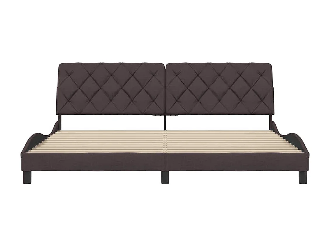 Lit double | Lit adulte | Cadre de lit marron foncé 200x200 cm tissu