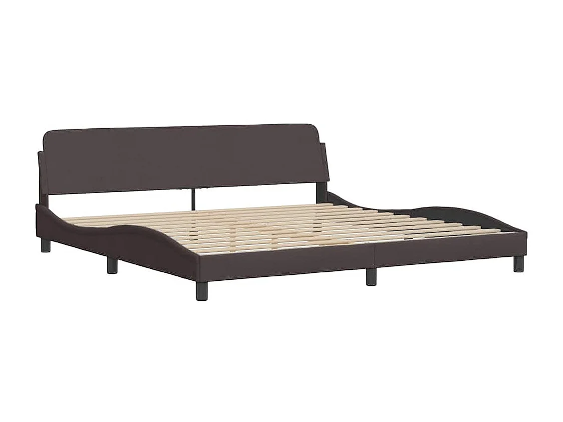 Lit double | Lit adulte | Cadre de lit marron foncé 200x200 cm tissu