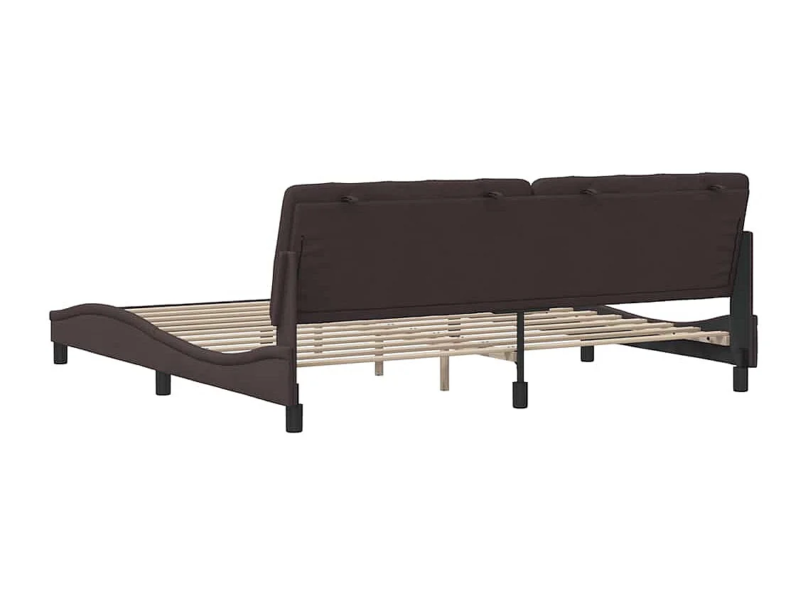 Lit double | Lit adulte | Cadre de lit marron foncé 200x200 cm tissu
