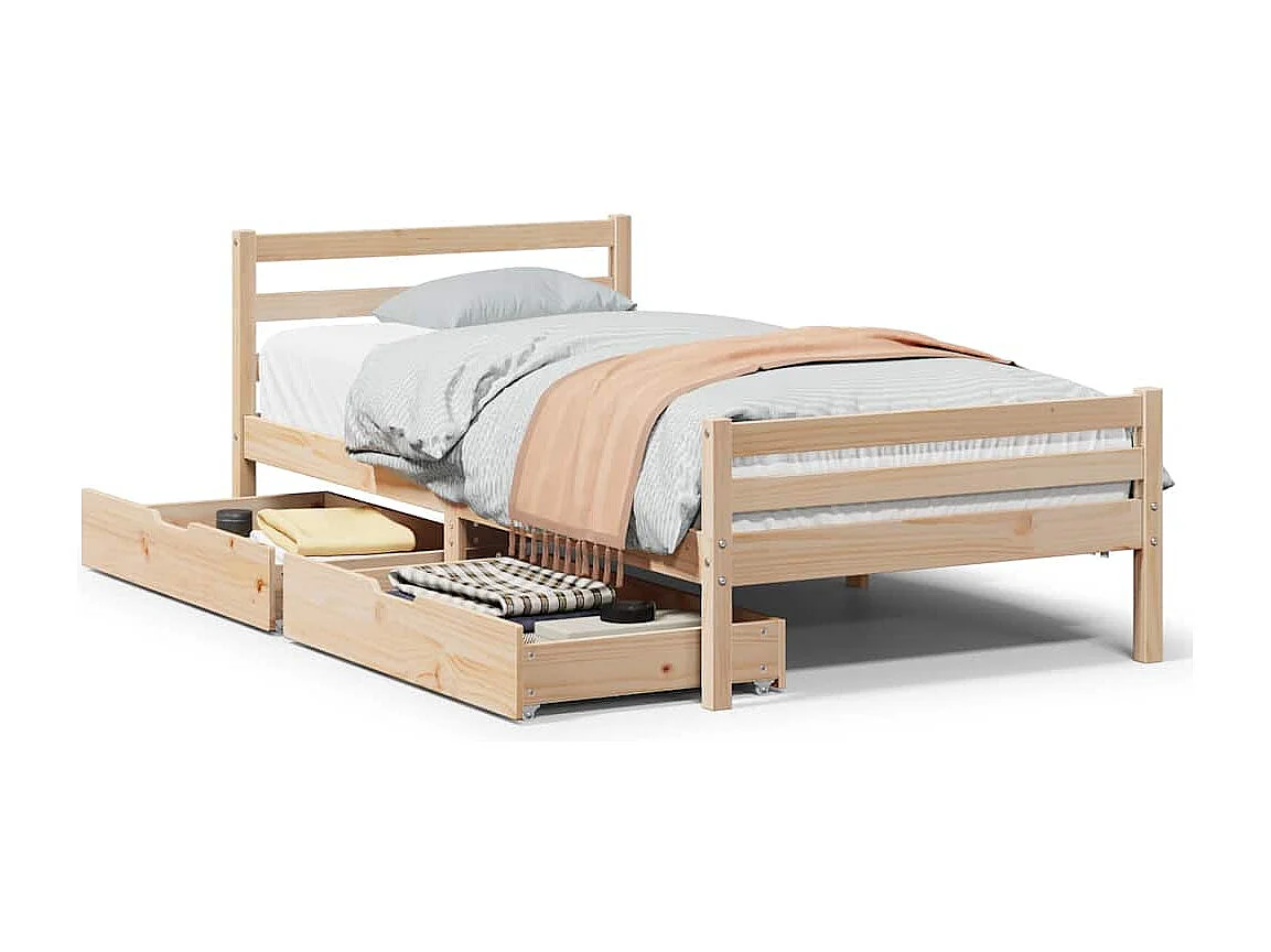 Lit simple | Lit adulte, enfant | Cadre de lit 90x200 cm bois de pin massif