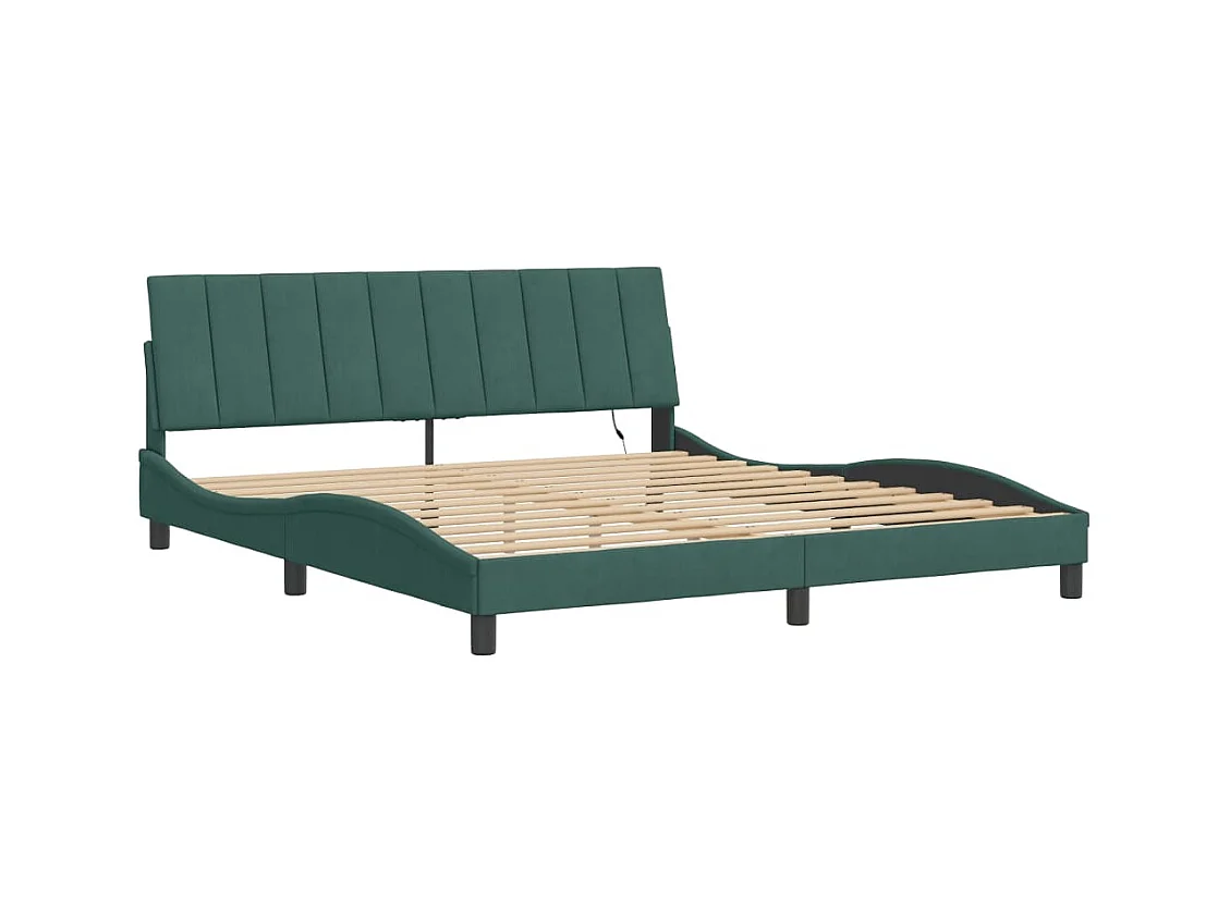Letto per adulti | Letto matrimoniale | Giroletto con LED senza Materasso Hanko Verde Scuro 180x200 cm in Velluto