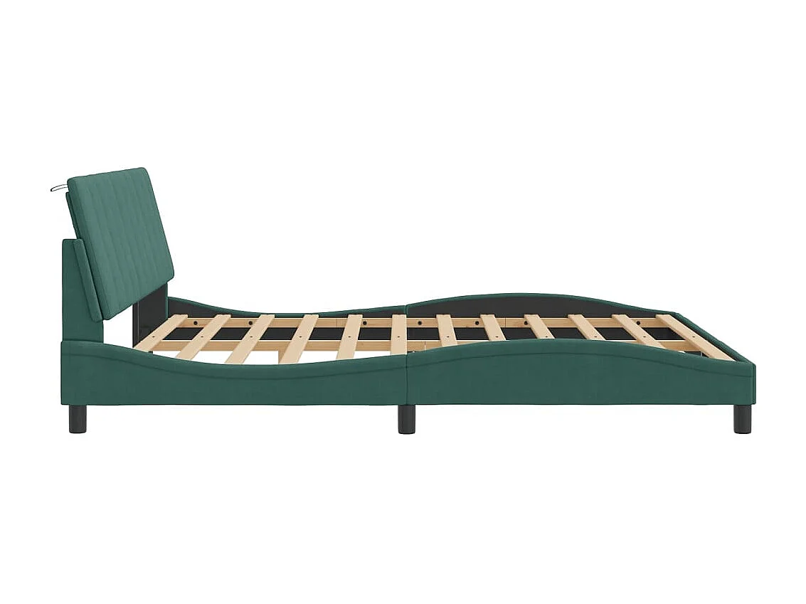 Letto per adulti | Letto matrimoniale | Giroletto con LED senza Materasso Hanko Verde Scuro 180x200 cm in Velluto