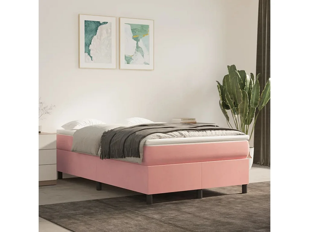 Lit simple | Lit adulte, enfant | Cadre de lit rose 120x200 cm velours