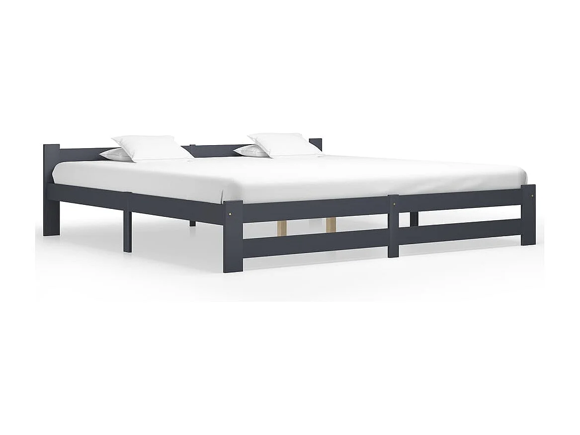Lit double | Lit adulte | Cadre de lit gris foncé pin massif 200x200 cm
