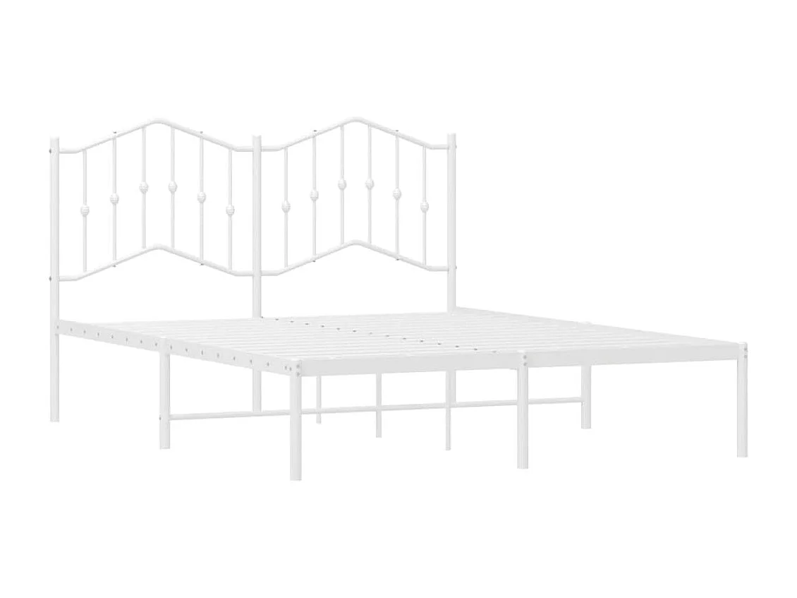 Lit double | Lit adulte | Cadre de lit métal et tête de lit blanc 140x200 cm