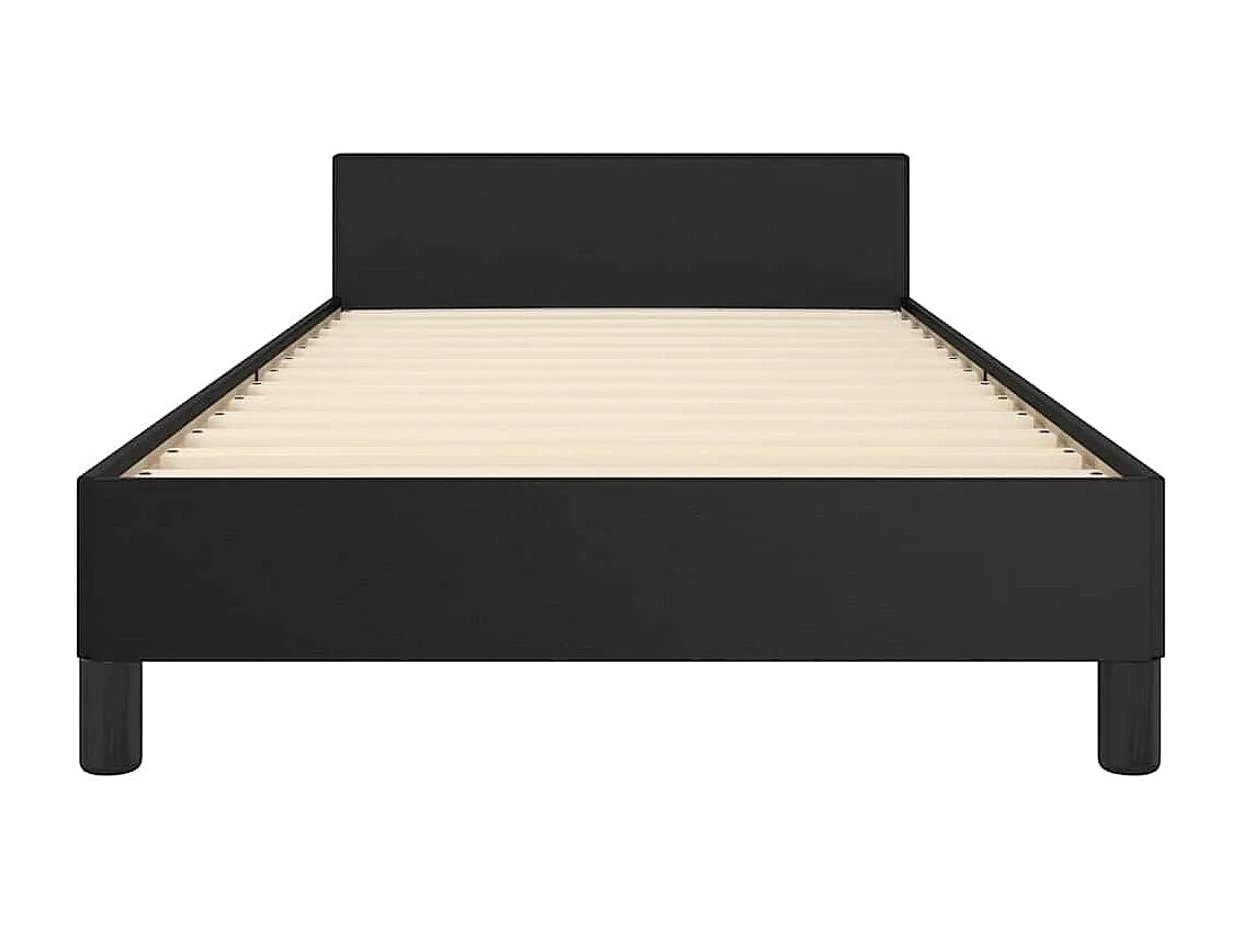 Lit simple | Lit adulte, enfant | Cadre de lit avec tête de lit noir 90x190 cm