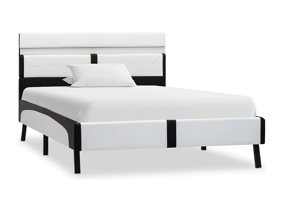 Lit simple | Lit adulte, enfant | Cadre de lit avec LED blanc et noir 90x200 cm