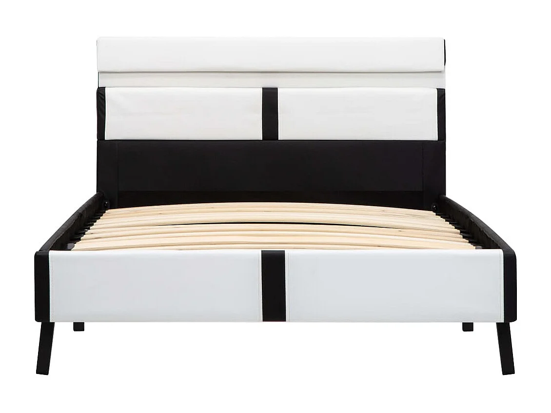Lit simple | Lit adulte, enfant | Cadre de lit avec LED blanc et noir 90x200 cm