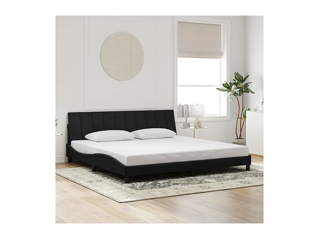 Lit double | Lit adulte | Cadre de lit avec lumières LED noir 200x200 cm velours