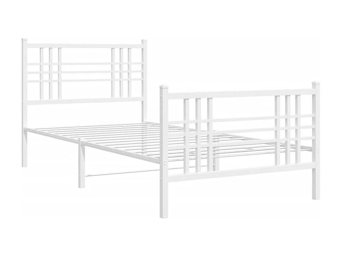 Lit simple | Lit adulte, enfant | Cadre de lit métal avec pied de lit blanc 90x200cm