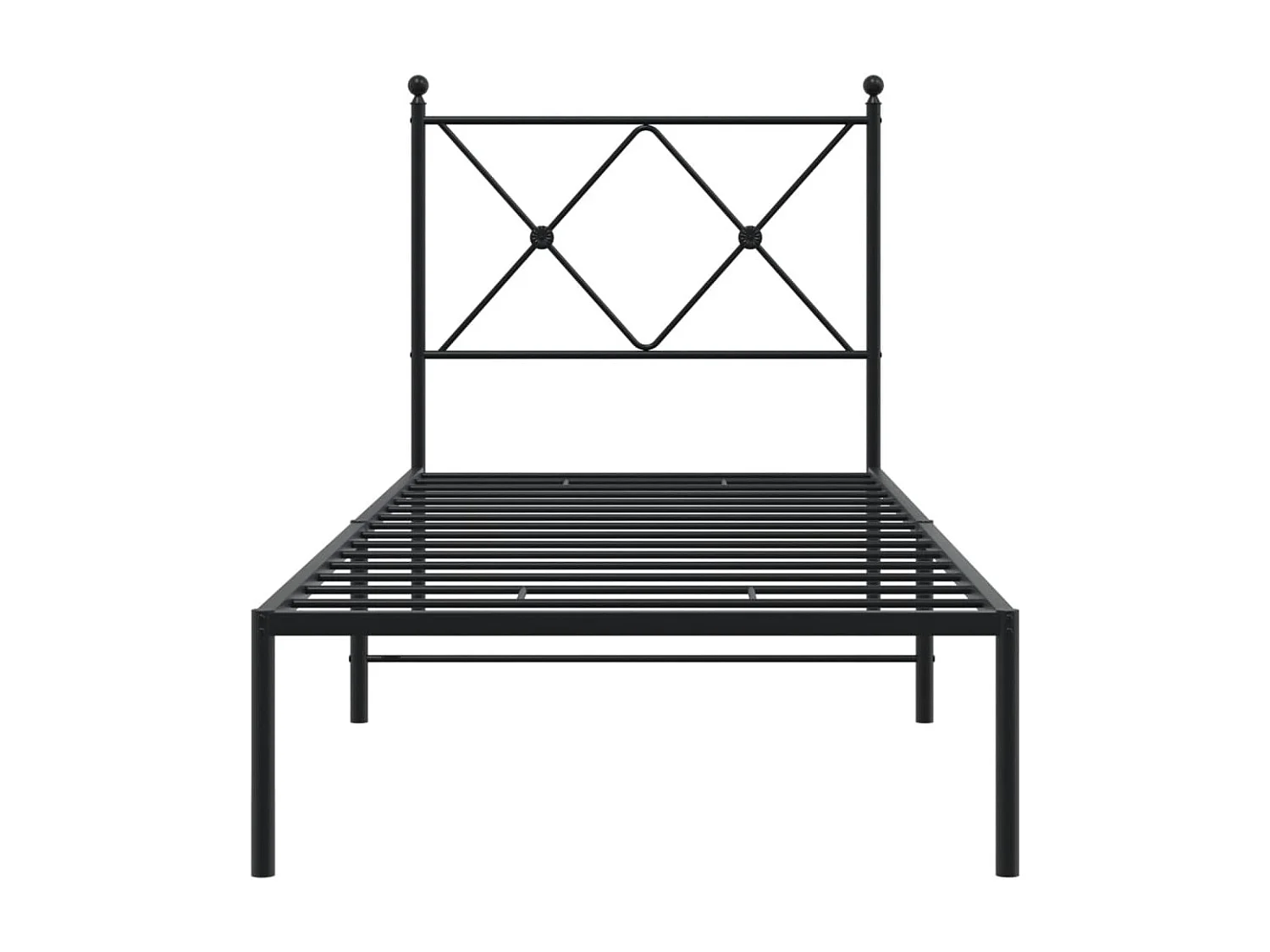 Lit simple | Lit adulte, enfant | Cadre de lit métal avec tête de lit noir 80x200 cm