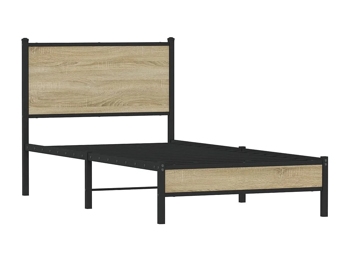 Letto per adulti | Letto singolo | Giroletto senza Materaso in Metallo Rovere Sonoma 80x200 cm