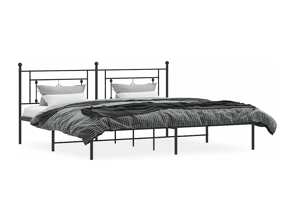 Lit double | Lit adulte | Cadre de lit métal avec tête de lit noir 193x203cm