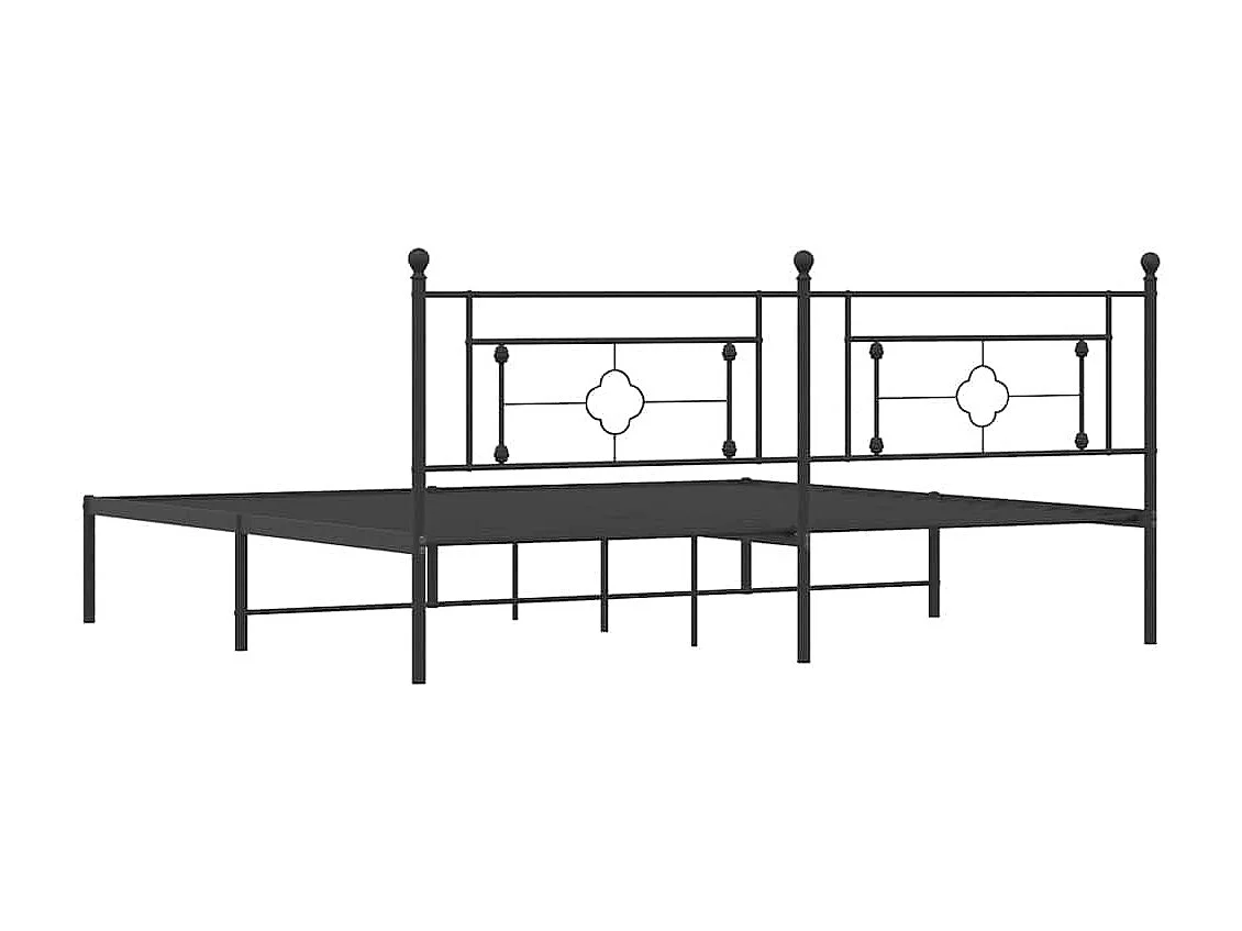 Lit double | Lit adulte | Cadre de lit métal avec tête de lit noir 193x203cm