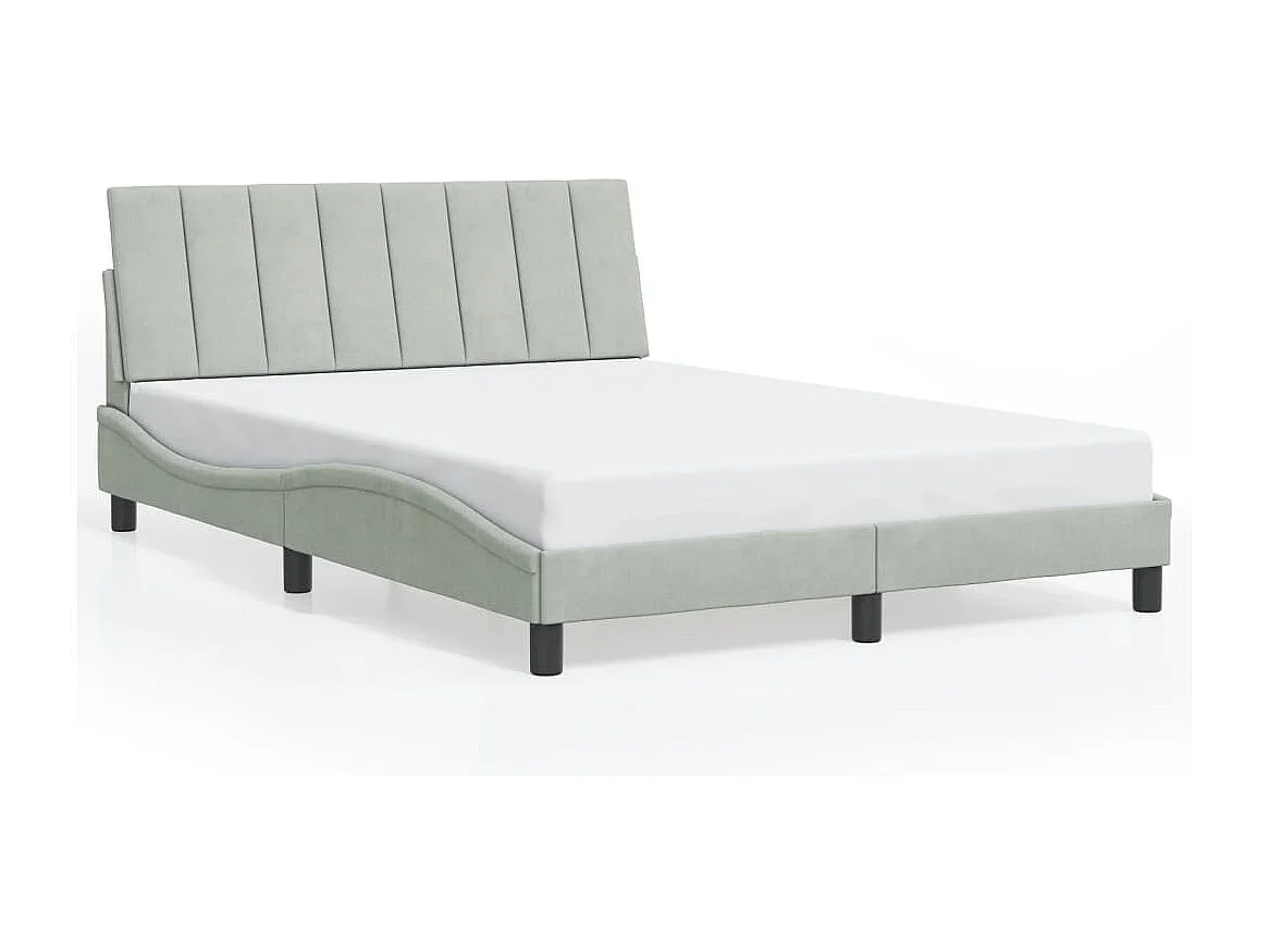 Letto per adulti | Letto matrimoniale | Giroletto con LED senza Materasso Hanko Grigio Chiaro 140x200 cm in Velluto