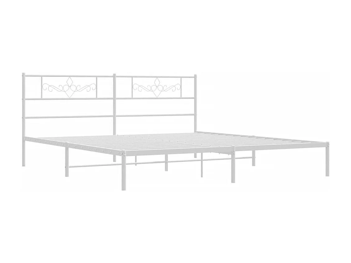 Lit double | Lit adulte | Cadre de lit métal et tête de lit blanc 200x200 cm