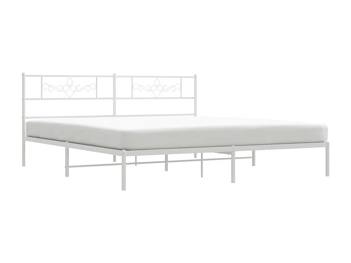 Lit double | Lit adulte | Cadre de lit métal et tête de lit blanc 200x200 cm