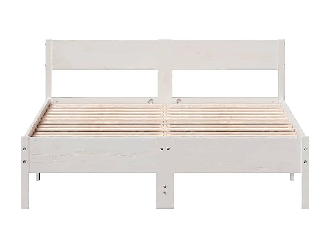 Lit double | Lit adulte | Cadre de lit blanc 150x200 cm bois de pin massif