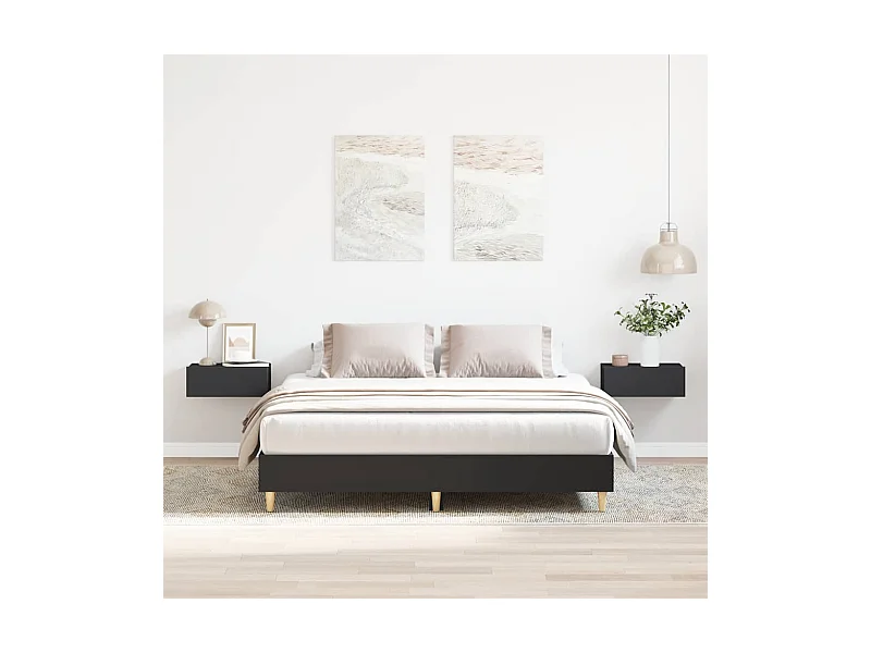 Letto per adulti | Letto matrimoniale | Giroletto senza Materasso Nero 150x200 cm in Legno Multistrato