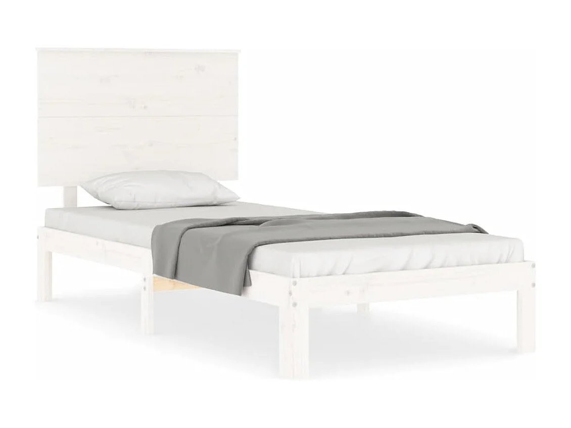 Lit simple | Lit adulte, enfant | Cadre de lit blanc 100x200 cm bois de pin massif