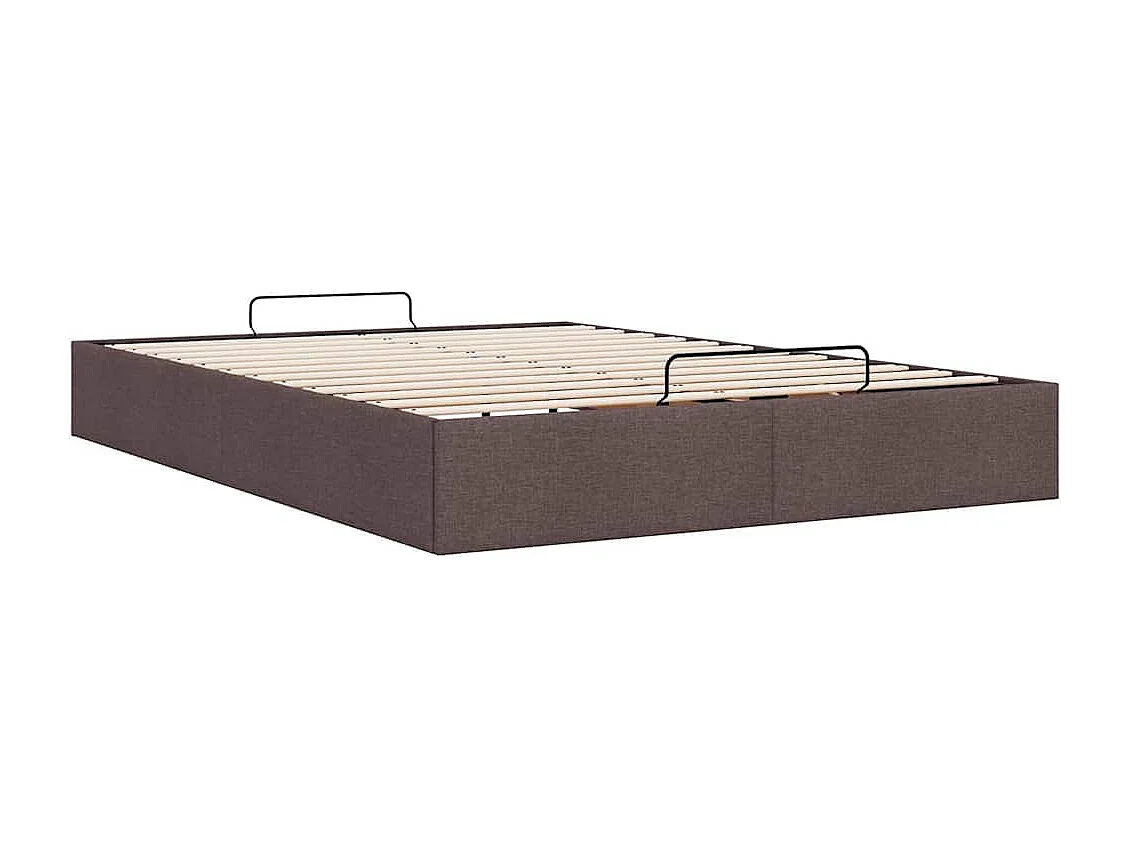 Lit double | Lit adulte | Cadre de lit ottoman marron foncé 140x200 cm tissu