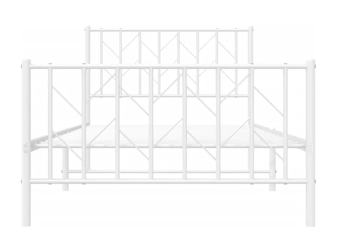 Lit simple | Lit adulte, enfant | Cadre de lit métal et pied de lit blanc 100x190 cm