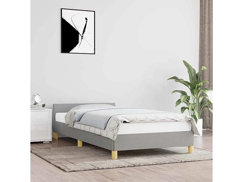 Lit simple | Lit adulte, enfant | Cadre de lit gris clair 90x200 cm tissu