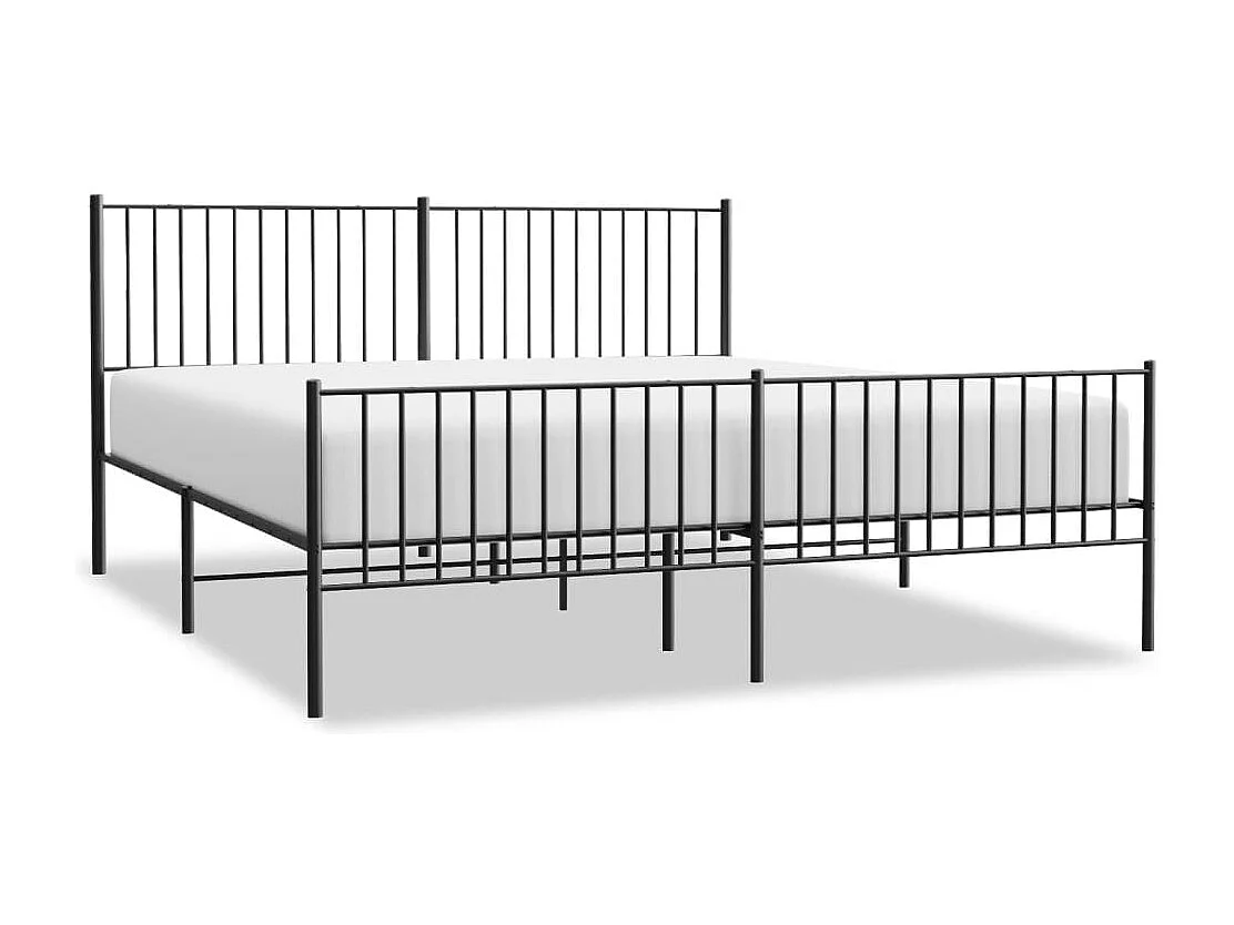 Lit double | Lit adulte | Cadre de lit métal avec pied de lit noir 180x200cm