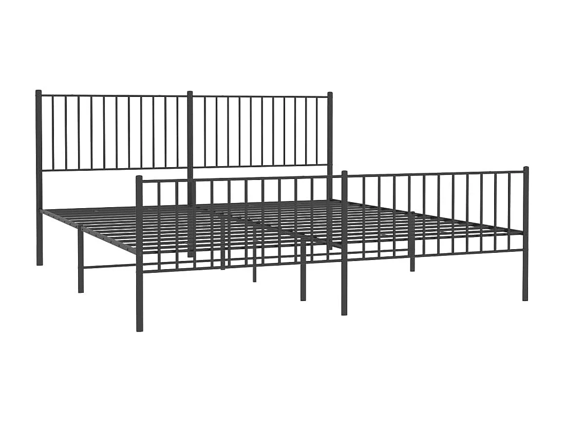 Lit double | Lit adulte | Cadre de lit métal avec pied de lit noir 180x200cm