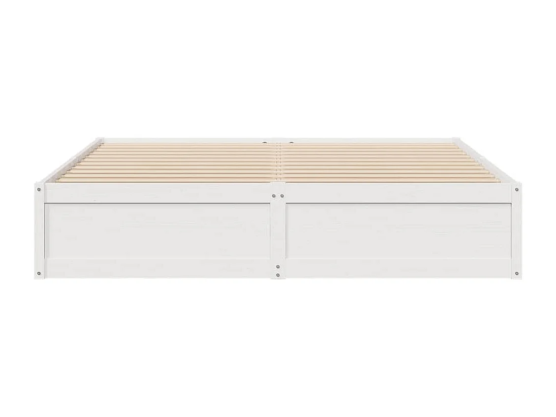 Lit double | Lit adulte | Cadre de lit blanc 200x200 cm bois massif de pin