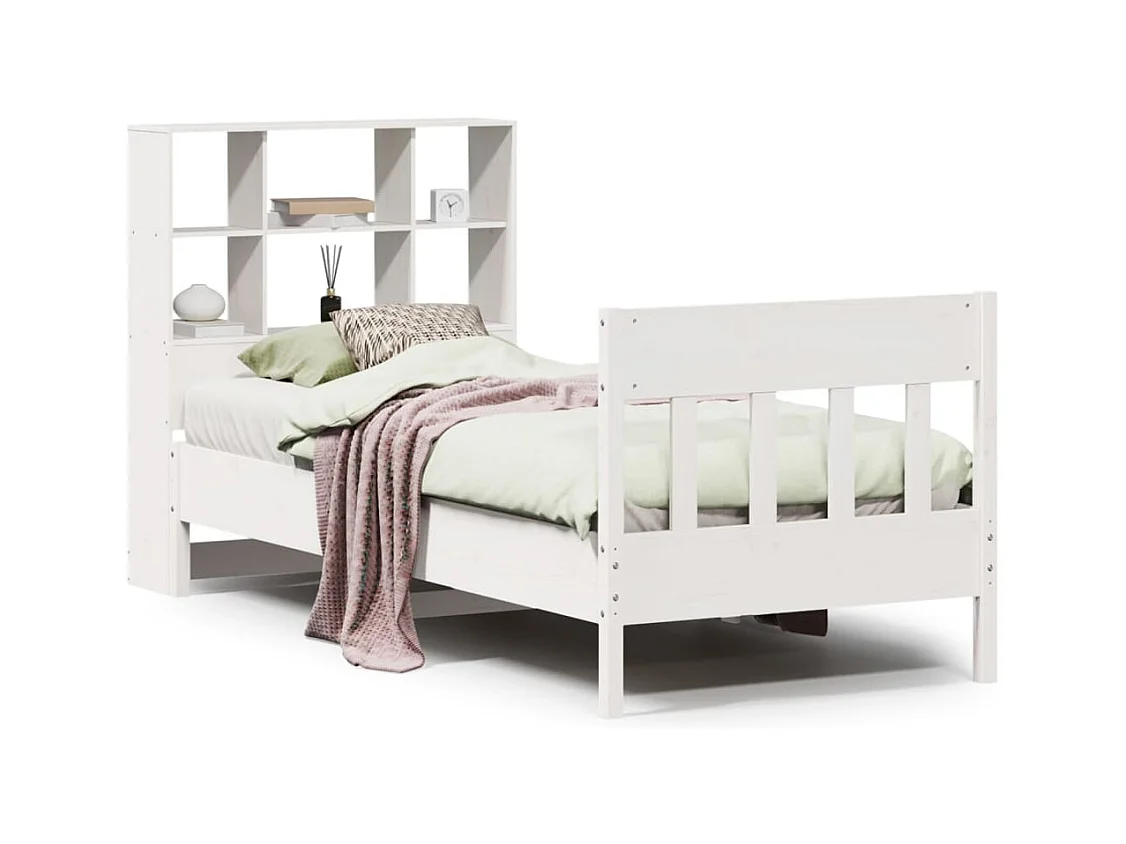Letto per adulti | Letto singolo | Giroletto senza Materasso Bianco 90x200 cm Legno Massello Pino