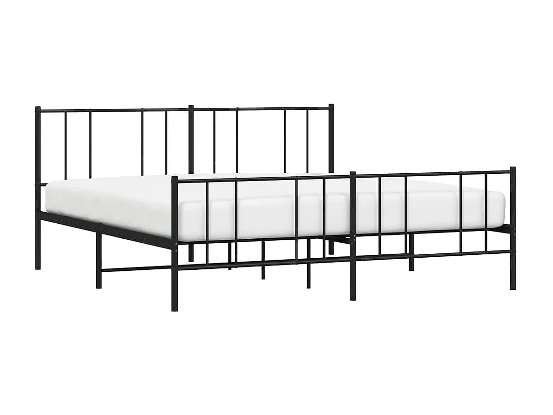 Lit double | Lit adulte | Cadre de lit métal avec pied de lit noir 180x200cm