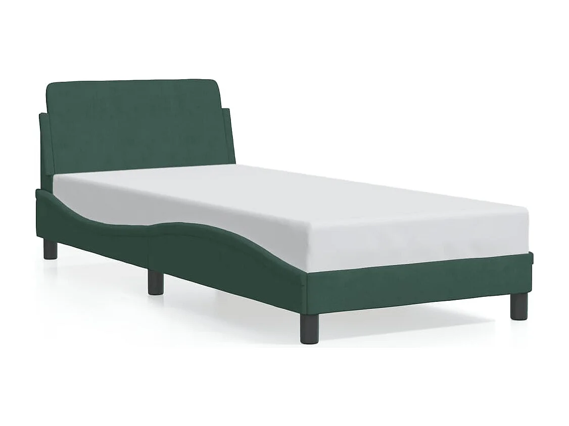 Lit simple | Lit adulte, enfant | Cadre de lit vert foncé 90x200 cm velours