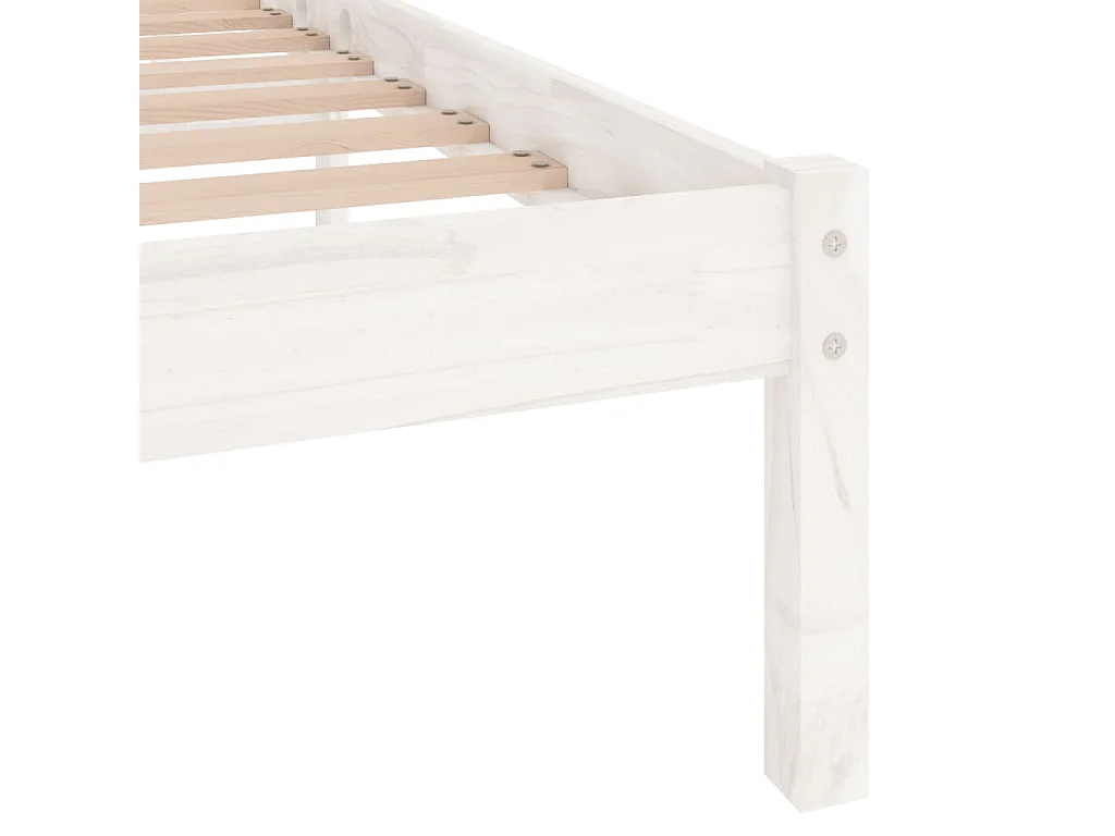 Lit simple | Lit adulte, enfant | Cadre de lit blanc bois massif 120x190 cm