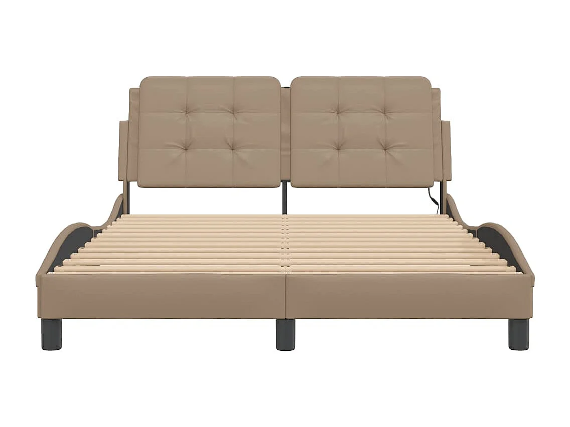 Lit simple | Lit adulte, enfant | Cadre de lit avec LED cappuccino 120x200 cm