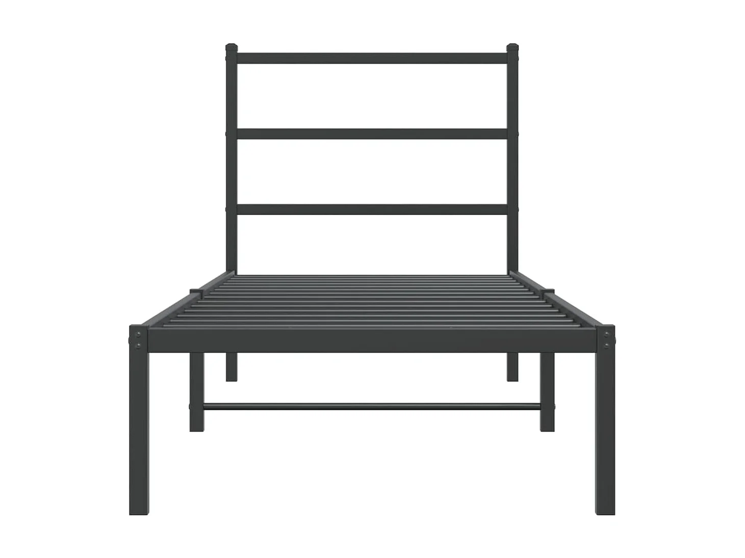 Lit simple | Lit adulte, enfant | Cadre de lit métal avec tête de lit noir 75x190 cm