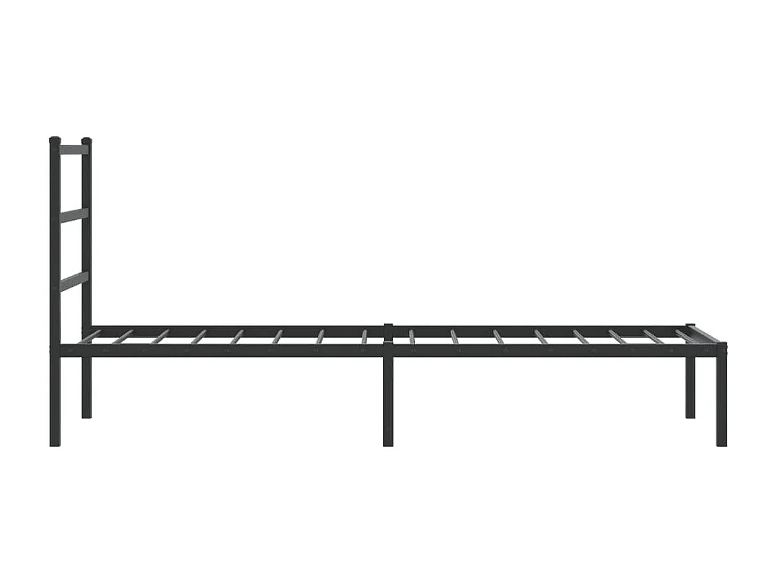 Lit simple | Lit adulte, enfant | Cadre de lit métal avec tête de lit noir 75x190 cm