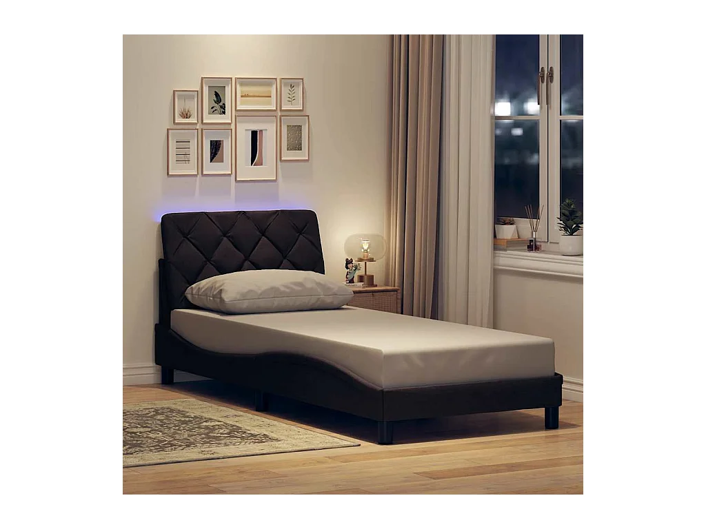Letto per adulti | Letto singolo | Giroletto con LED senza Materasso 80x200 cm Tessuto