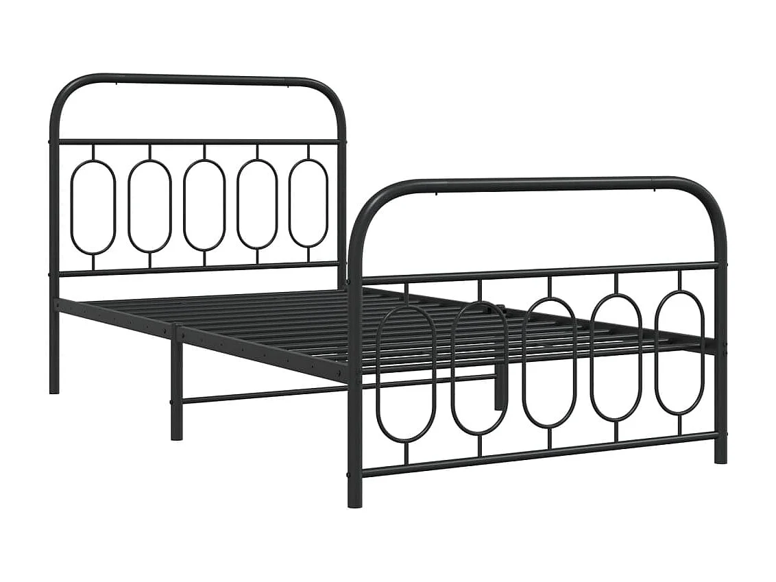 Lit simple | Lit adulte, enfant | Cadre de lit métal avec pied de lit noir 107x203cm