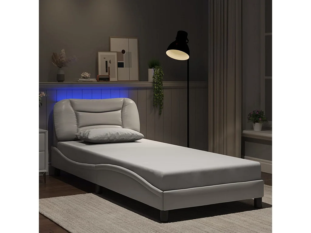 Lit simple | Lit adulte, enfant | Cadre de lit avec LED blanc 90x190 cm