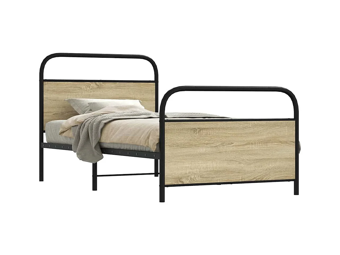 Letto per adulti | Letto singolo | Giroletto senza Materasso Rovere Sonoma 90x200 cm in Truciolato
